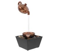 VALICLUD Compact Golden Tabletop Fountain with USB Powered Relaxing Water Feature, Plastic Material Indoor Fountain for Office and Desk Decor