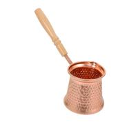 VALICLUD Copper Alloy Turkish Coffee Pot with Heat Resistant Wooden Handle Traditional Espresso Ibrik for Household Brewing Stovetop Coffee Maker with Capacity