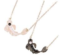 VALICLUD Couple Necklaces Tai Chi Koi Fish Design Matching Friendship Jewelry Alloy Black and White for Expressing Care and Blessings