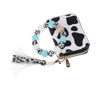 VALICLUD Cow Logo Keychain Wallet Wristlet for Women Mini Id Card Holder Cash Compartment