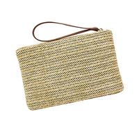 VALICLUD Crafted Straw Zipper Bag Stylish Women's Clutch Beach Handbag for Summer