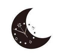 VALICLUD Creative Acrylic Wall Clock Moon and Star Design Silent Time Utility Artistic Decoration Black for Living Room Coffee Shop