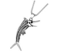 VALICLUD Creative Fishbone Pendant Necklace Stylish Metal Sweater Chain for Men Women Unisex Hip Hop Jewelry with Unique Design and Bright Luster Suitable for Daily Wear and Special