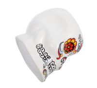 VALICLUD Creative Hawaii Ceramic Cocktail Mug with White Floral Skull Design Unique Party Wine Cup for Festivals and Gifts Smooth Porcelain Drinkware with Solid Base and Distinctive Shape