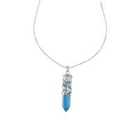 VALICLUD Creative Hexagonal Blue Turquoise Dragon Totem Pendant Necklace Chic Crystal Stone Jewelry for Women Stylish Boho Accessory for Parties and Night Events