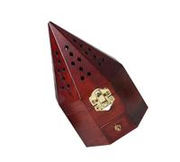 VALICLUD Creative Hollow Out Wooden Incense Burner Box Vintage Style Censer Decoration for Home Yoga Bedroom Study Elegant Pyramid Design Aromatherapy Holder