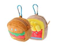 VALICLUD Creative Keychain Wallet: Hamburger and French Fries Shape Multi-Functional Coin Purse Cute Zipper Bag Charm for Backpacks Handbags