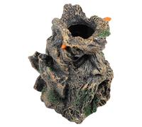VALICLUD Creative Reptile Terrarium Hideout Lizard Cave with Trunk Shape Resin Ornament Decoration 13X12X17Cm for Reptile Cage Geckos and Exotic Pets