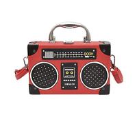 VALICLUD Crossbody Sling Bag Straps Ladies Shoulder Messenger Bag Vintage Radio Shaped Handbag 90s Shoulder Bag PU Crossbody Bag Unique Purse for Women Small Square Bag Shoulder Bags