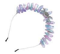 VALICLUD Crystal Crown Headband with Alloy Frame, Delicate Goddess Moon and Sun Design, Jelly Color Hair Accessory for Wedding, Party, and Festival Wear