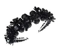 VALICLUD Crystal Sequin Beaded Hairband Alloy Hair Hoop Black Handmade Charming Hair Ornament for Women Girls Party Wedding Accessory