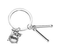 VALICLUD Cute Drum Keychain Drum Stick Pendant Drummer Jewelry Band Keyring Percussion Drumsticks Key Chain for Car Keys Backpack Pendant Student Graduation Silver