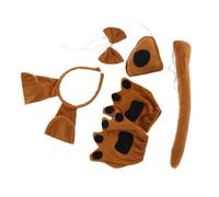 VALICLUD Cute Puppy Dog Costume Kit with Headband Tail Bowtie Nose and Paw Gloves Brown Cosplay for Halloween Party Role Play and Dress Up Events