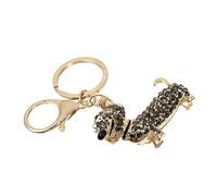 VALICLUD Dachshund Dog Crystal Rhinestone Keychain, Black Zinc Alloy Charm