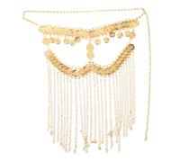 VALICLUD Dance Veil for Belly Dancer Tribal Face Veil for Stage Performance Belly Dancing Accessory Coins Tassels for Arabian Costume Women Themed Parties Dance Play Accessories