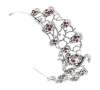 VALICLUD Dark Style Goth Rhinestone Skull Crown Headdress Alloy Queen Crown for Halloween Banquet Prom Women Decorative Tiara Headpiece