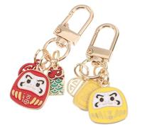 VALICLUD Daruma Dolls Keychain Traditional Japanese Luck Charms Cute Hanging Ornaments for Bags Red Yellow Keyring Decor for Positive Energy and Protection