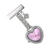 VALICLUD Delicate Heart Shaped Clip-on Pocket Watch for Nurses with Glass and Alloy Materials, Lightweight and Easy to Hang, for Nurse's Daily Work in Hospital Settings