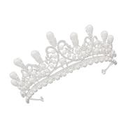 VALICLUD Diamond Pearl Rhinestone Bridal Crown Tiara Silver Imitated Pearl Wedding Headwear Elegant Shiny Headdress for Bride Prom Party Anniversary