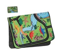 VALICLUD Dinosaur Car Play Mat Foldable Rug with Traffic Road Design Non Slip Play Rug for Boys and Cartoon Game Carpet for Playroom Bedroom Safe and Easy Clean Floor Mat