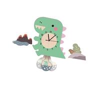 VALICLUD Dinosaur Pendulum Clock Cartoon Wall Clock for Living Kindergarten Decorative Pvc Stick outside Garden Weatherproof