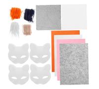 VALICLUD DIY Hand-Painted Cat Mask Kit Blank White Plush Mask for Cosplay Halloween Parties and Crafting Includes Self-Adhesive PVC Accessories
