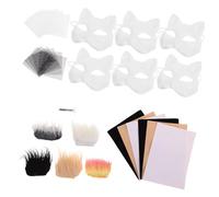 VALICLUD DIY Kit for Painting with Eye Mesh Blank White Cat Face Mask for Cosplay Halloween Party Masquerade Artistic Expression Set for Creative Role Play