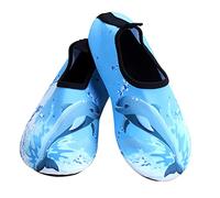 VALICLUD Dolphin Pattern Kids Beach Shoes Non-Slip Outdoor Swimming Diving Soft Comfortable Water Shoes Quick Dry Easy On/Off 5 Years Old Sky-Blue 30-31