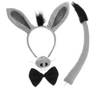 VALICLUD Donkey Ears Antlers Headband Nose Prop Tail Bowtie for Halloween Boys Girls Party