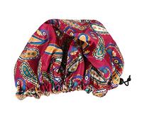 VALICLUD Double-layer Round Bath Cap for Women Sleeping Cap for Travel and Beauty Salon Use Wine Red