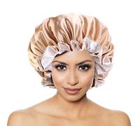 VALICLUD Double Layer Satin Bonnet for Women Night Sleeping Hat Large round Khaki Hair Cover Comfortable to Wear Keep Hair in Place Suitable for Beauty