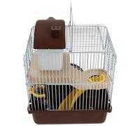 VALICLUD Double Layer Small Pet Cage for Hamsters and Hedgehogs Coffee Color Small Animal House with Hideout Portable Two-story Hamster Villa and Indoor Use Random Color