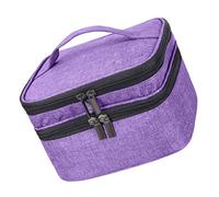 VALICLUD Double Oxford Cloth Essential Oils Storage Pouch with Handle Large Capacity Nail Polish Carrying Case for Women Thick Protective Base Cosmetic Organizer Bag in Purple