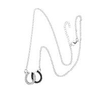 VALICLUD Double Shape Horseshoe Pendant Necklace Black and White Zircon, Creative Chain Necklace for Men and Women, Charm Jewelry for Everyday Wear