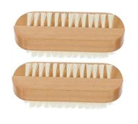 VALICLUD Double-sided Nail Brush 2pcs Wood Handle Fingernail and Toenail Scrub Brush with Stiff Bristles for Men and Women Nail Cleaning and Manicure Use