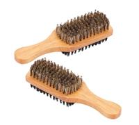 VALICLUD Double-sided Wooden Beard Brush 2pcs Medium Bristle Mustache Brush for Men Short Beard Grooming Travel Use