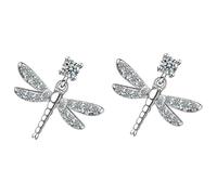 VALICLUD Dragonfly Dangle Earrings for Women Rhinestone Copper Lightweight Hypoallergenic Jewelry Elegant Artful Design