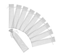 VALICLUD Drawstring Organza Fan Storage Bags 10Pcs Silver Mesh Lightweight Pouches for Folding Fans Party Favors and Daily Storage