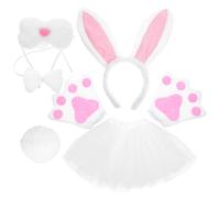 VALICLUD Easter Bunny Costume with Animal Ear Headband Tail Gloves and Tutu Skirt Soft Reusable Rabbit Outfit for Cosplay and Animal-themed Parties Cute Rabbit Ear Headband for Adults