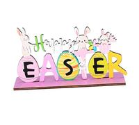 VALICLUD Easter Bunny Table Centerpiece Sign Rustic Decor for Spring Holiday Celebrations Freestanding Happy Easter Tabletop Ornament for Decoration