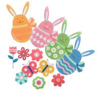 VALICLUD Easter Reflective Magnets Set for Car and Office Cabinets with Cute Rabbit and Flower Pvc Stickers, Easy to Apply High Visibility Reflection for Spring Easter Decorations
