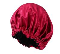 VALICLUD Elastic Bonnet for Women Night Sleeping Cap with Wide Stretch Band Frizz Hair Care Hat for Maternal Use Double Sided Burgundy and Black Inner Lining Comfortable Fit for All Head