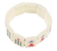 VALICLUD Elasticity Mahjong Bracelet for Women Men Chic Plastic Jewelry with Smooth Rounded Tiles Stretchy Wristband for Long-term Use Creative Accessory for Couples and Mahjong Fans