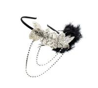 VALICLUD Elegant Rhinestone Tassel Headband Black Hairband for Parties Weddings and Stage Performances Stylish Hair Accessory for Women
