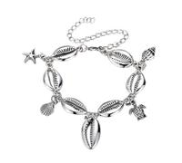 VALICLUD Elegant Silver Alloy Women Anklet Bracelet with Sea Star Shell Charm, Lightweight and Comfortable to Touch, Foot Chain for Dress Or Pants, Stylish Ankles Jewelry for Ladies