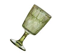 VALICLUD Embossed Green Glass Wine Goblet 300ml Vintage European Style Decorative Drinks Cup for Bar and Home