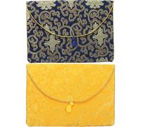 VALICLUD Embroidered Bible Cover Case Pouch with Zip for Scriptures Storage, Sturdy Hanging Storage Bag for Buddhist Book Protection, 2pcs Set with Decorative Brocade Design