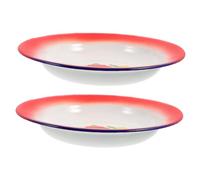 VALICLUD Enamel Dinner Plates Retro Style 2pcs Stable and Sturdy with Well Finished Edging Garden Plates for Serving Cakes and Kitchen Use