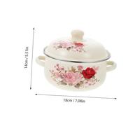 VALICLUD Enamel Handled Stew Pot with Lid Double Ear Kitchen Cooking Pot for Induction Cooker Heat Retention Stockpot for Soup and Pasta Pink Enamelware
