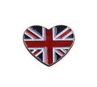 VALICLUD England Union Jack Heart Shape Alloy Brooch National Flag Pin for Suit Shirt Decorative Love Brooch Uk Flag Badge